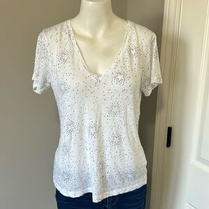 RAILS Cara White Stella Star Vneck T-shirt Short Sleeve Sz M